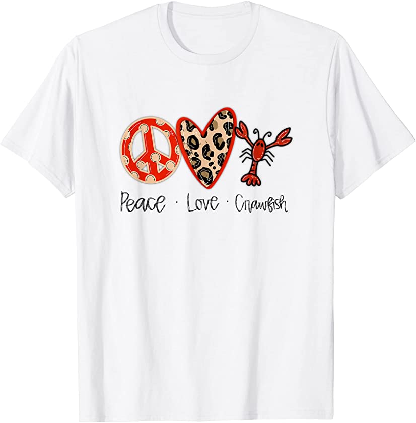 Women’s Leopard Print Peace Love Crawfish T-Shirt