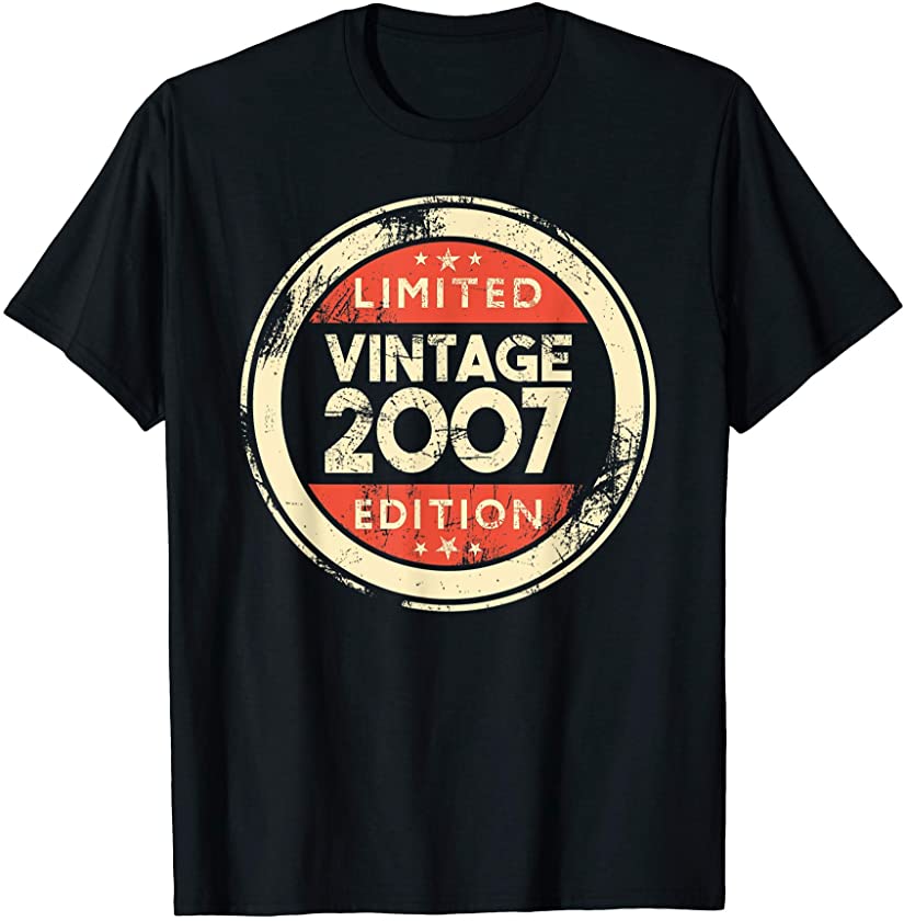 14 Year Old Boys Girls Gift 14th Birthday Gifts Vintage 2007 T-Shirt