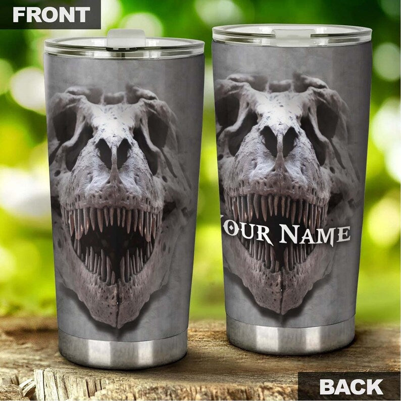 Skull Tyrannosaurus Personalized Fancy Unique Tumbler-Skull Tumbler-Skull Birthday Gift Christmas Gift For Her For Him