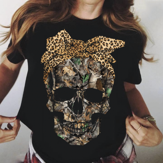 Skull Gift Skull Leopard T-Shirt Hg