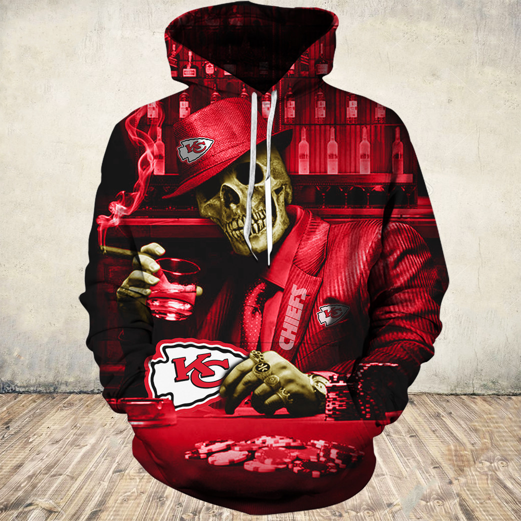 Kansas City Football Hoodie, Kansas City Football Gentleman Skull Poker Hoodie, American Football Hoodie, Unisex, Hoodie, Zip Hoodie