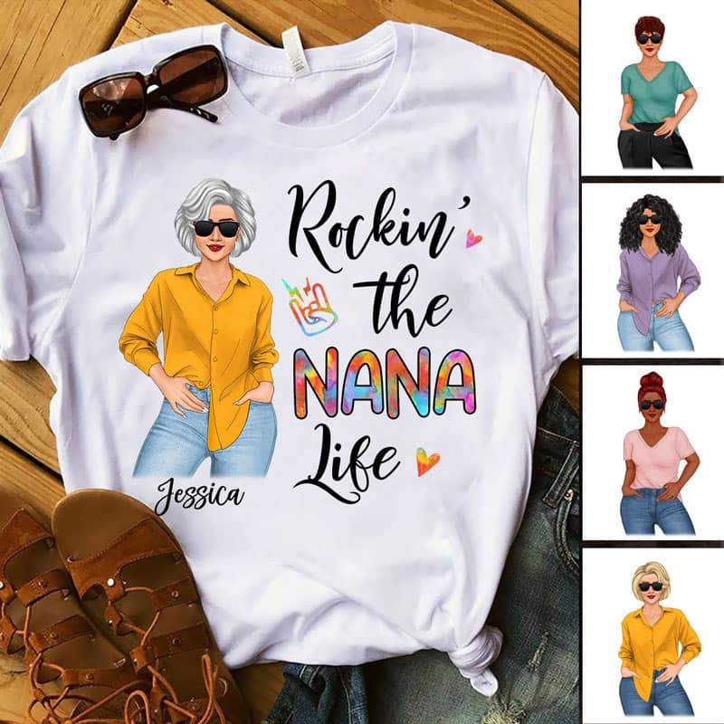 Rockin‘ Grandma Life Posing Nana Personalized Shirt