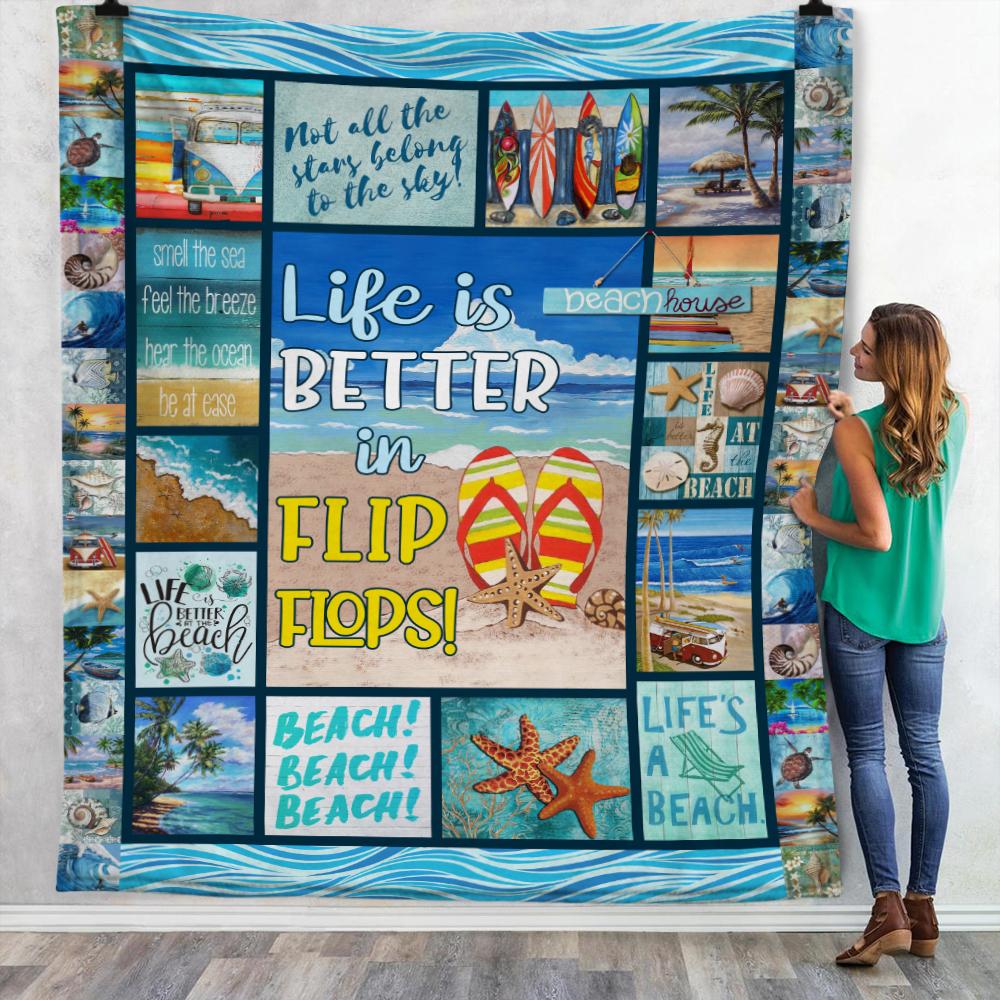 Beach Fleece Blanket, Sherpa Blanket, Gift For Parent, Family Member, Friends Gift, Christmas Gift, Home Decor, Home Living – Up1