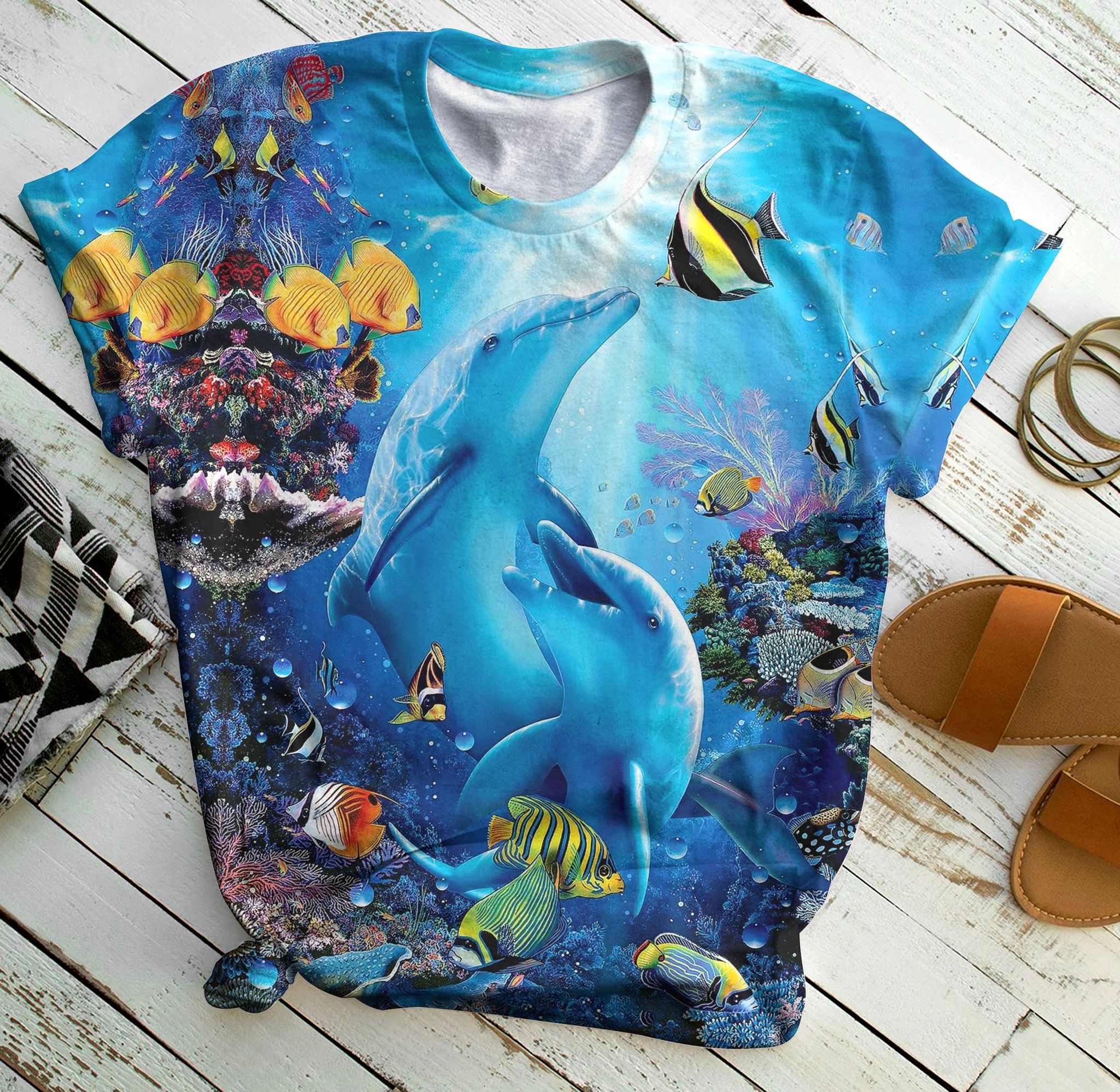 Dolphin Lovely Ocean 2 – All Over Print T-Shirt S M L Xl 2Xl 3Xl 4Xl 5Xl