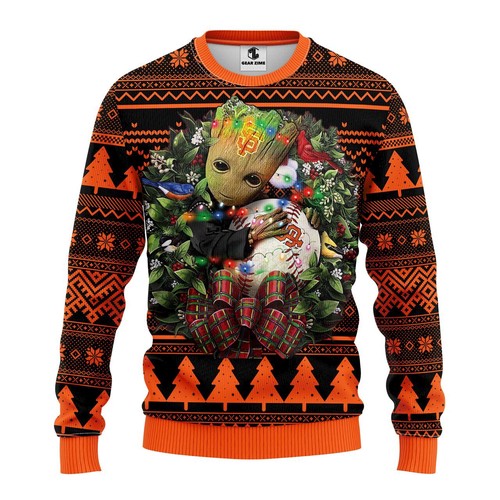 San Francisco Giants Groot Hug Christmas Gift For Fan Ugly Wool Sweater Christmas