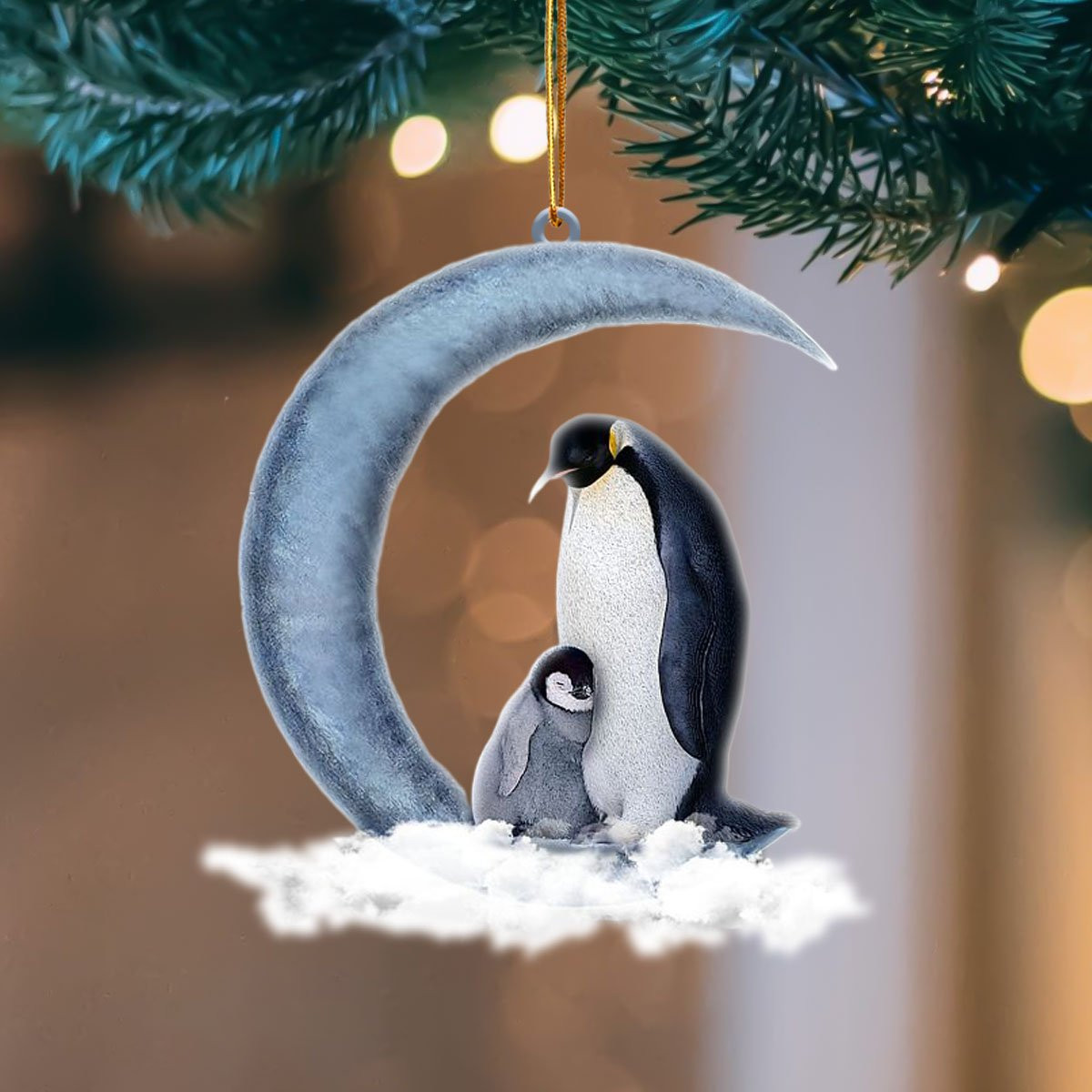 Shopeeyou – Ornament- Penguin Blue Moon Hanging Ornament Dog Ornament, Car Ornament, Christmas Ornament Two Sided Ornament, Shaped Ornament