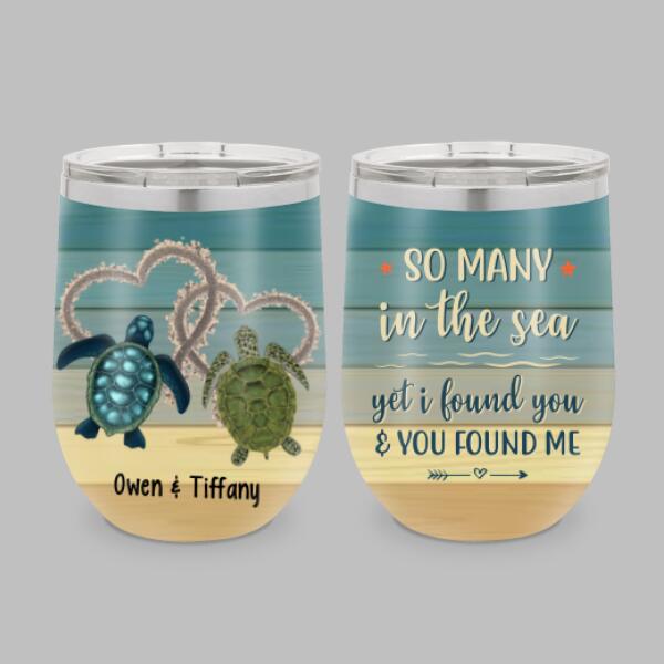 Personalized Wine Tumbler, Sea Turtle Couple, Gifts For Sea Turtle Lovers, Gifts For Couple
