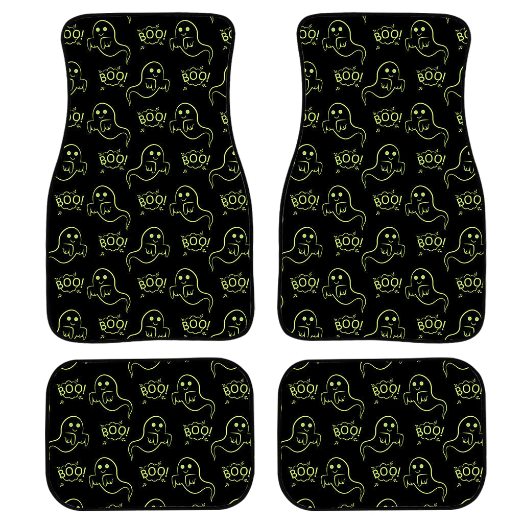 Boo Ghost Pattern Print Front And Back Car Floor Mats, Front Car Mat