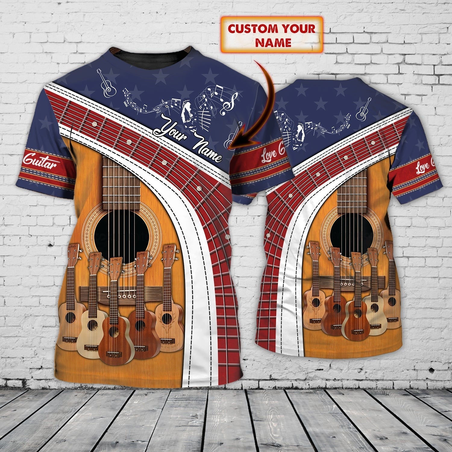 Customized Bass Guitar 3D All Over Print T Shirt For Man And Woman, Guitarist 3D Shirt With Name, Guitar Lovers Shirts