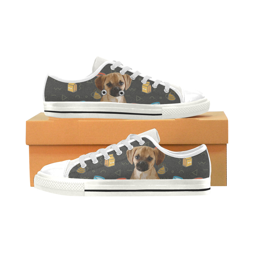 Puggle Dog White Low Top Canvas Shoes for Kid