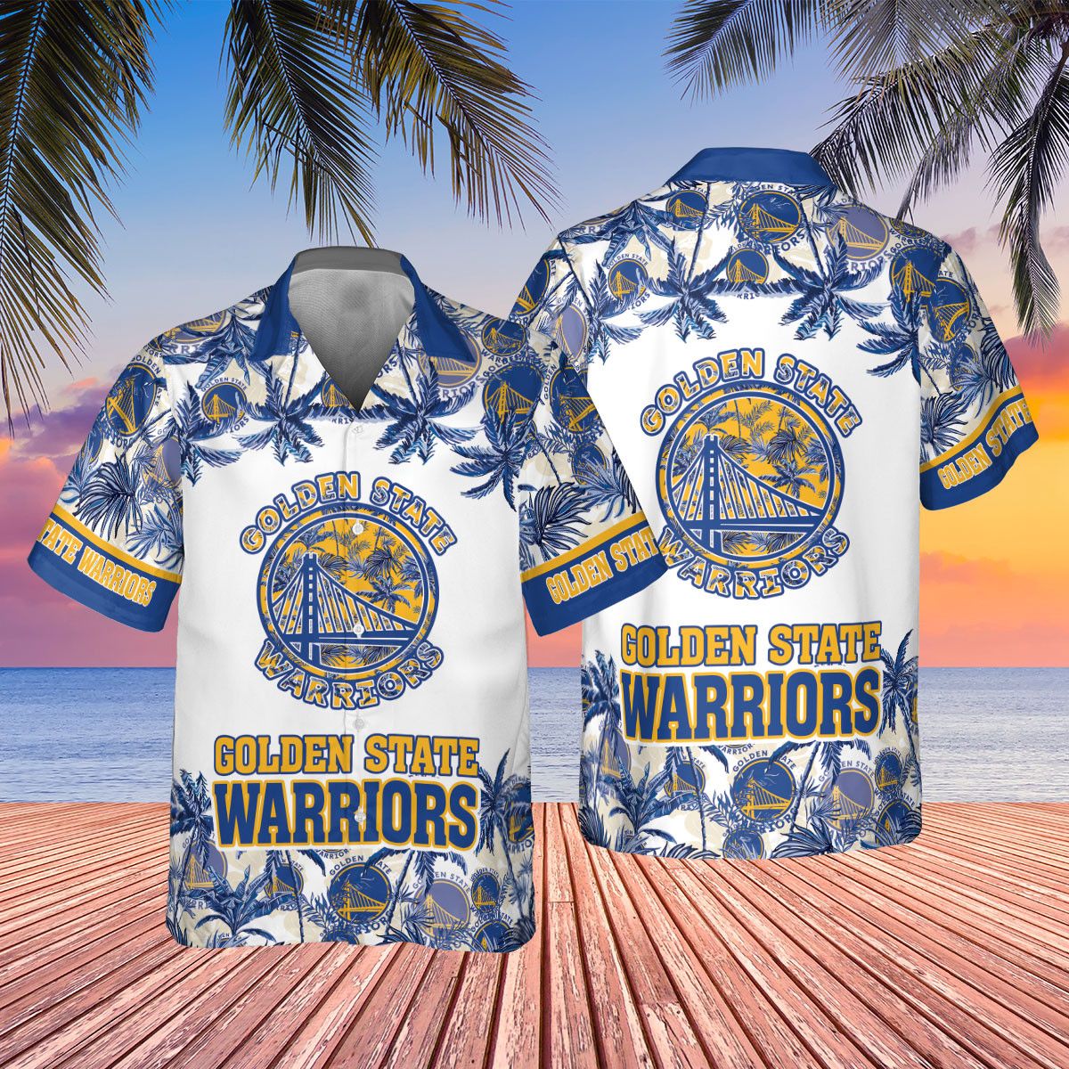 Distinctive Golden State Warriors Inspired Hawaiian Shirt