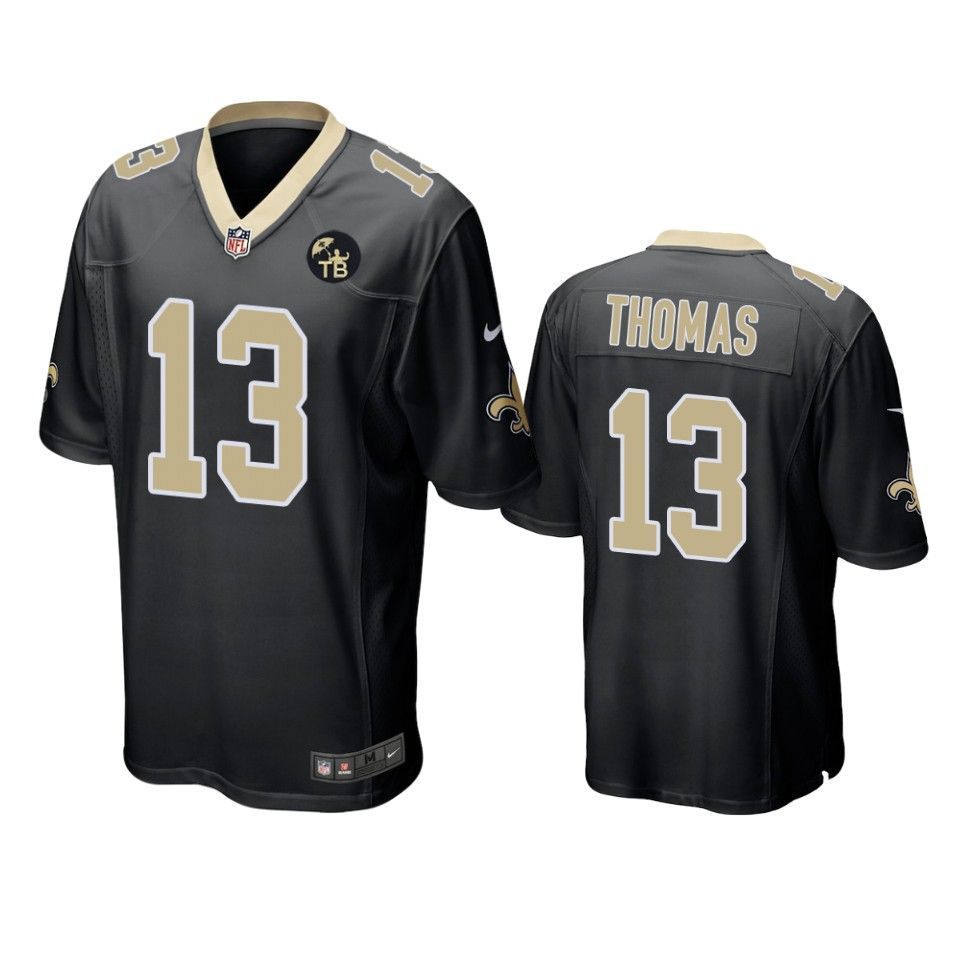 New Orleans Saints Michael Thomas Game Black Tom Benson Memorial Patch Mens Jersey