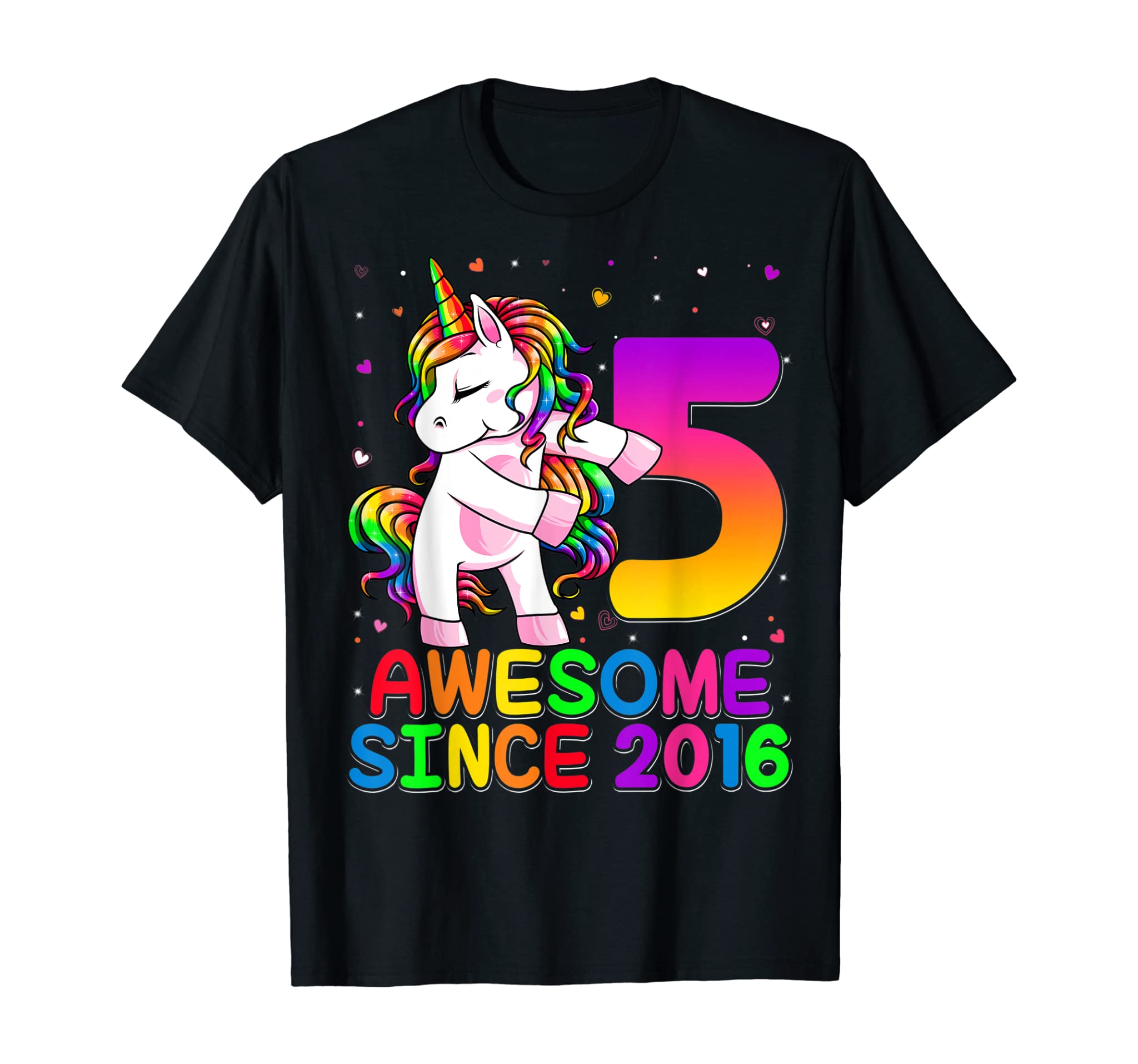 5 Years Old Unicorn Flossing 5Th Birthday Girl Unicorn Party T-Shirt