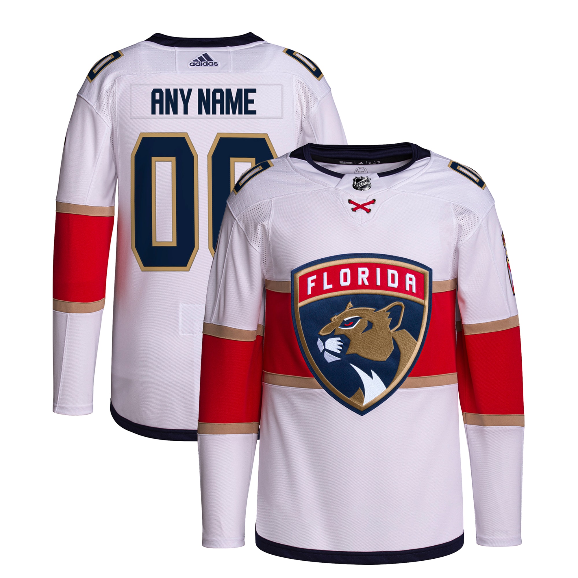 Florida Panthers Away Primegreen Authentic Custom Jersey – White