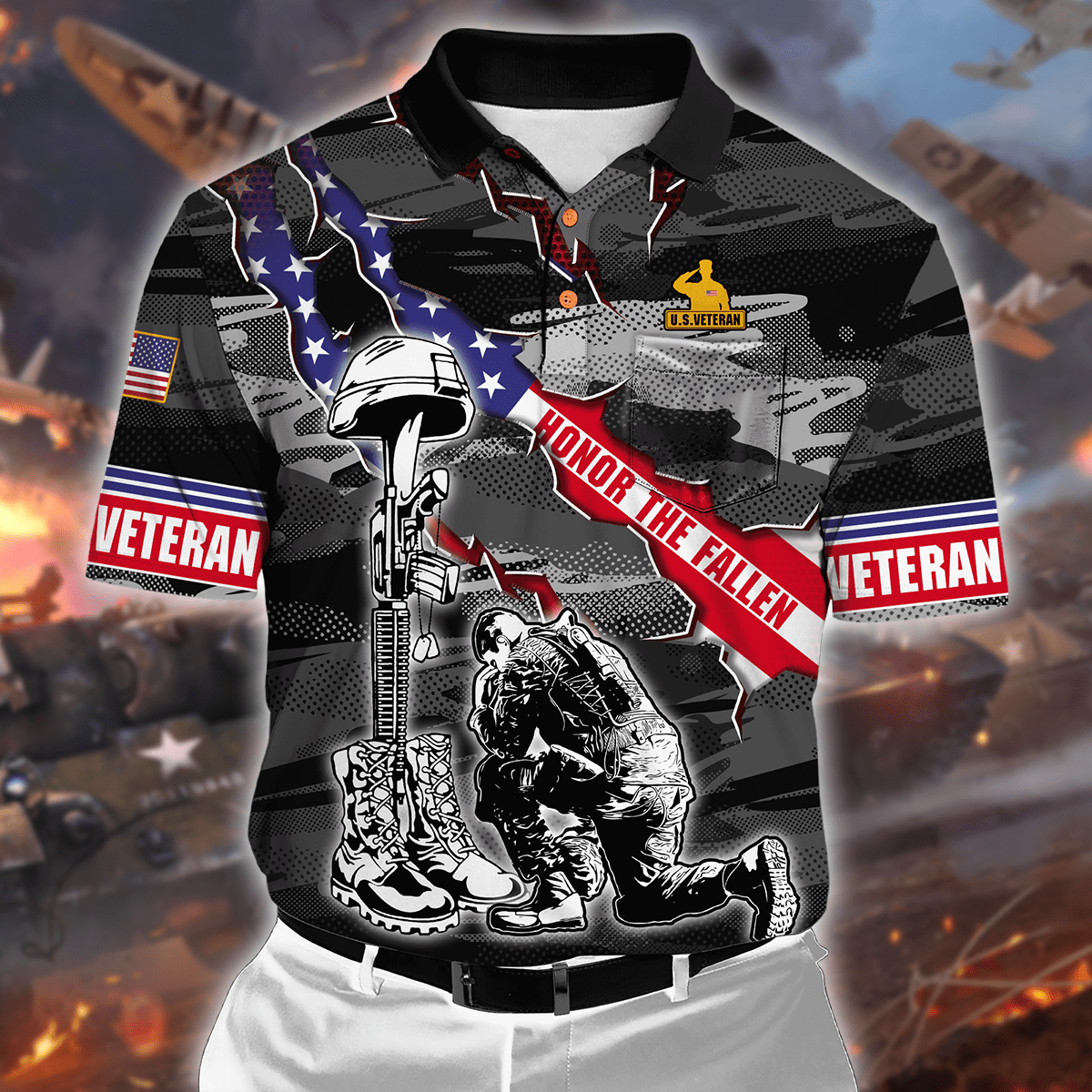 Us Veteran Memorial Day Polo Shirt Veteran Polo With Pocket