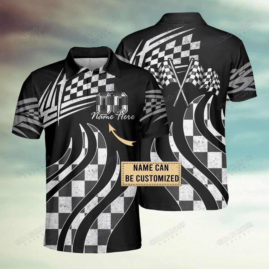 Custom Racing Checkered Flag Polo Shirt Tv056035