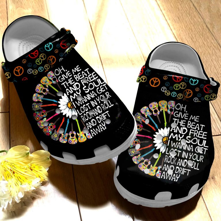 Hippie Guitar Free My Soul Clogs Crocs Shoes Gift For Men Women – Hguitar278