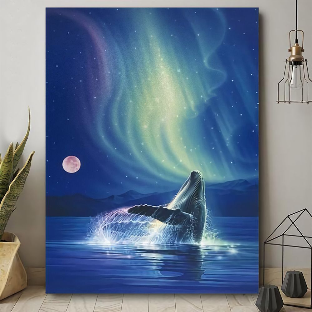 Whale Dance In The Moon Poster & Canvas