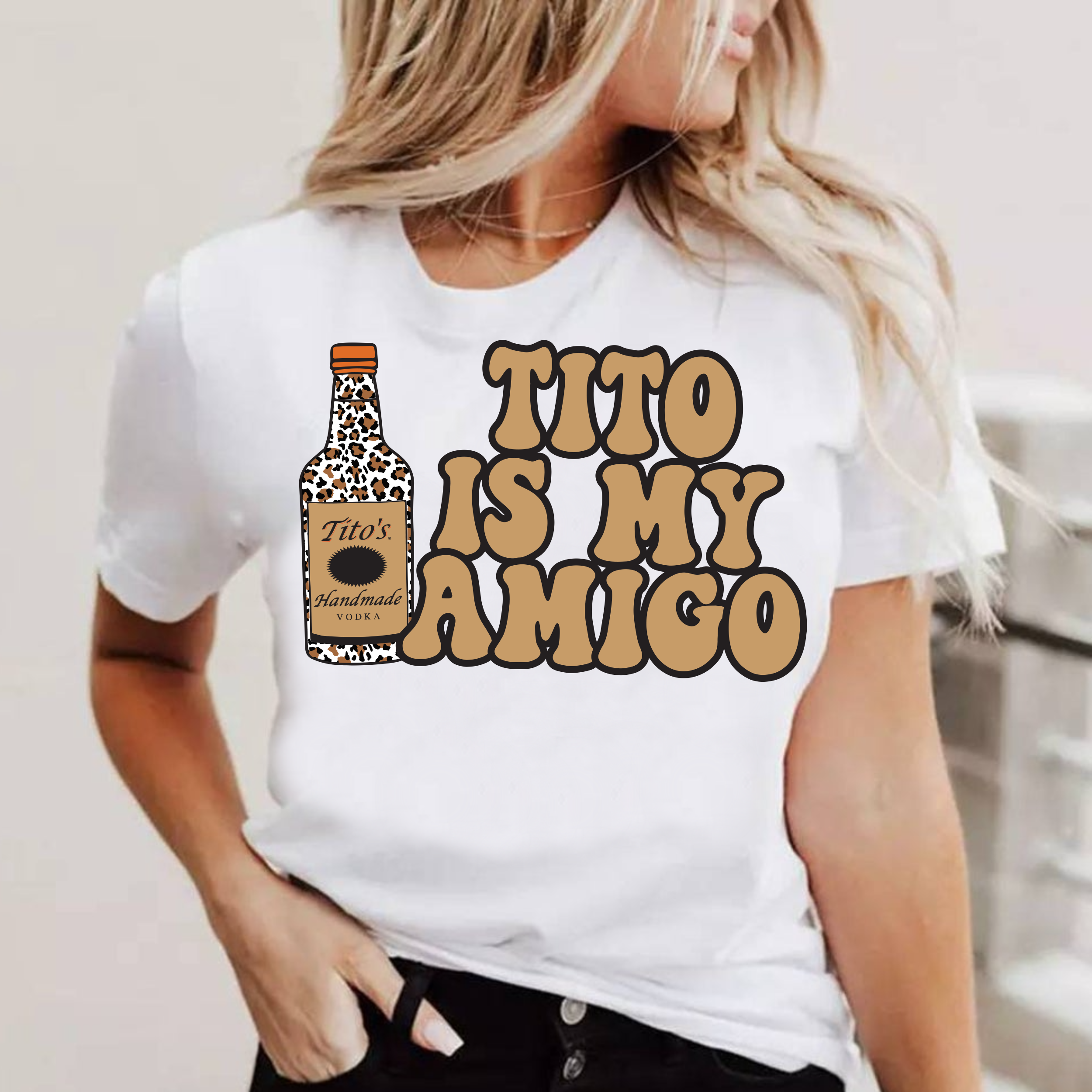 Tito Is My Amigo T Shirt Tito’S Leopard Print Sarcastic Party Vodka Lover Drinker Alcohol Drinking Vintage Tee