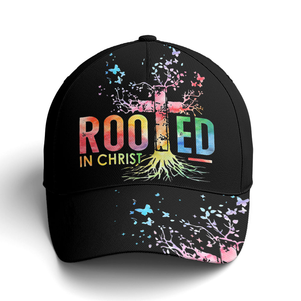 Rooted In Christ Black Baseball Cap Coolspod