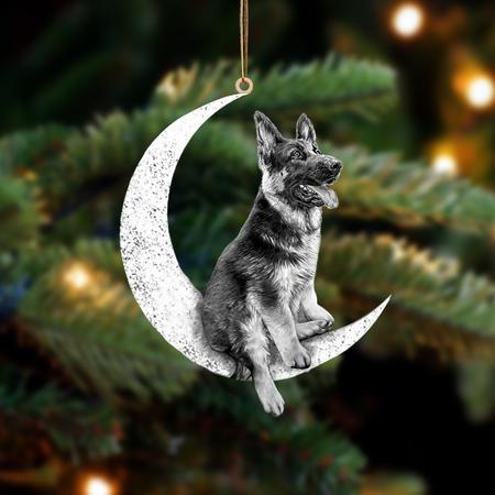 German Shepherd-Sit On The Moon-Two Sided Ornament