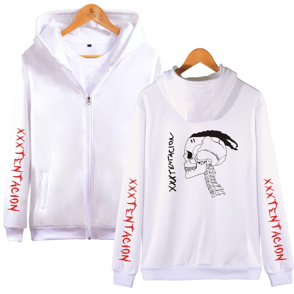 XXXTentacion Hoodies – Solid Color Popular Rapper XXXTentacion Commemorative Shirt Icon Zip Up Hoodie