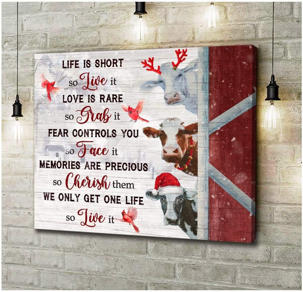 Live It Cow Wall Art Canvas Christmas Wall Art Canvas - EcoSpringFarm