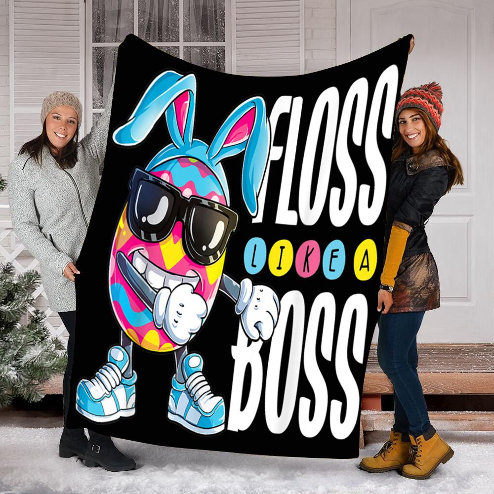 Custom Blanket Floss Like A Boss Easter Egg Bunny Blanket – Fleece Blanket