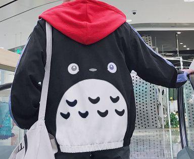 Mens Anime My Neighbor Totoro Baseball Jackets Totoro Cartoon Zipper Bomber Jacket Costume Hoodie