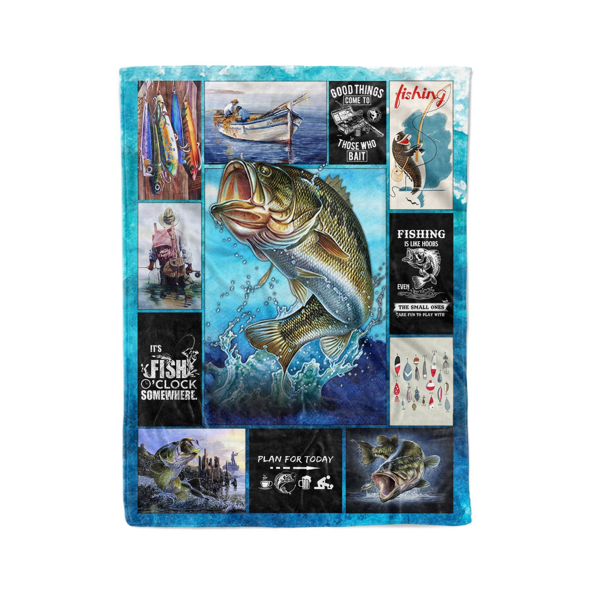 Bass Fishing Time Cozy Gift Fleece Blanket, Sherpa Blanket, Custom Blankets, Picnic Blanket, 3d Print Blanket, Blanket Sofa Bed