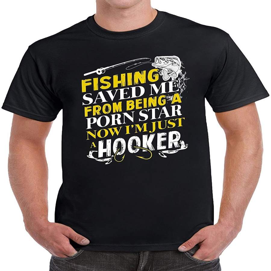 Summer T-Shirts Fishing Saved Me From Being A Pornstar Now I’M Just A Hooker Funny Gift Men’S Short Sleeve T-Shirt