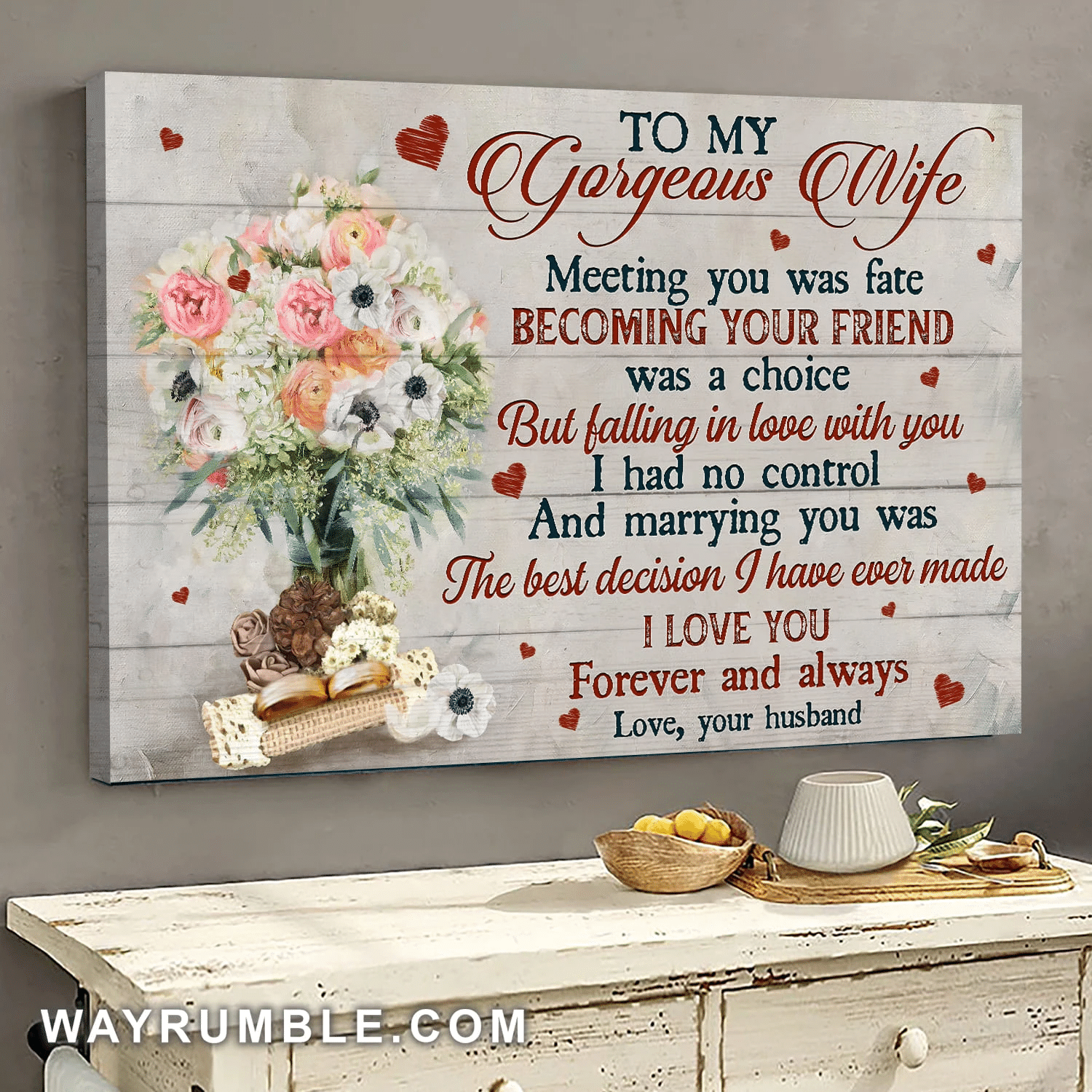 To My Wife – Flower Vase – Marrying You Was The Best Decision I Have Ever Made – Landscape Canvas Prints Wall Art Gift For Family, Wall Art Decor, Canvas Print, Home Decor