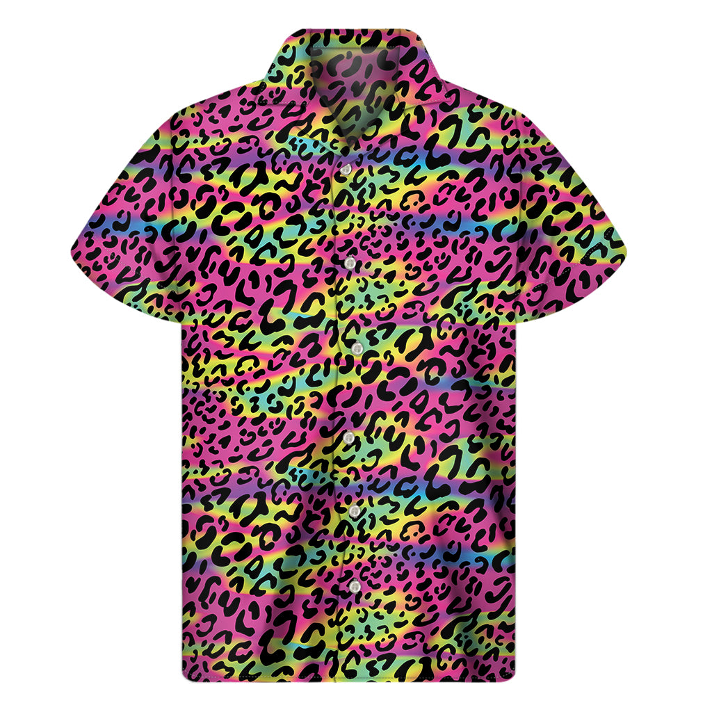 Trippy Psychedelic Leopard Print Men’S Short Sleeve Shirt