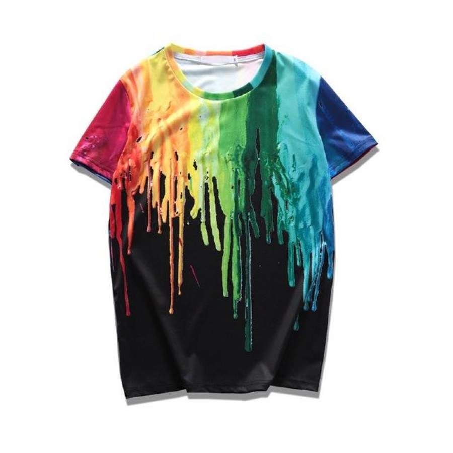 Foil Paint Splatter 3 D Printed Hip Hop T-shirt Summer Street wear Crew neck Slim Fit Casual T Shirts Men’s Tee Shirt