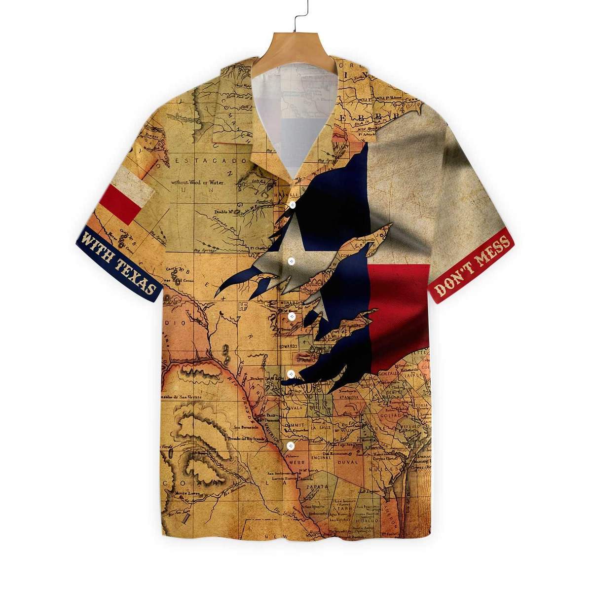 Texas Flag And Map Dont Mess With All Over Printed Hawaiian Shirt Ha97259