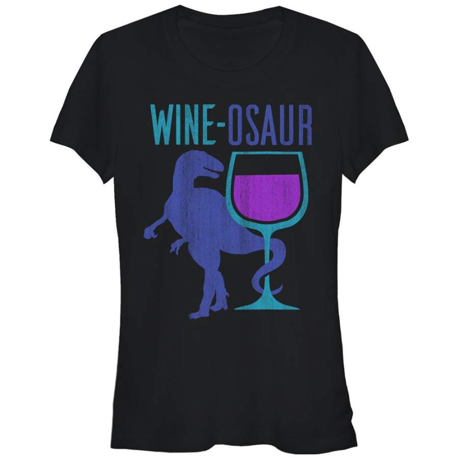 CHIN UP Junior’s Wine Dinosaur  T Shirt Black