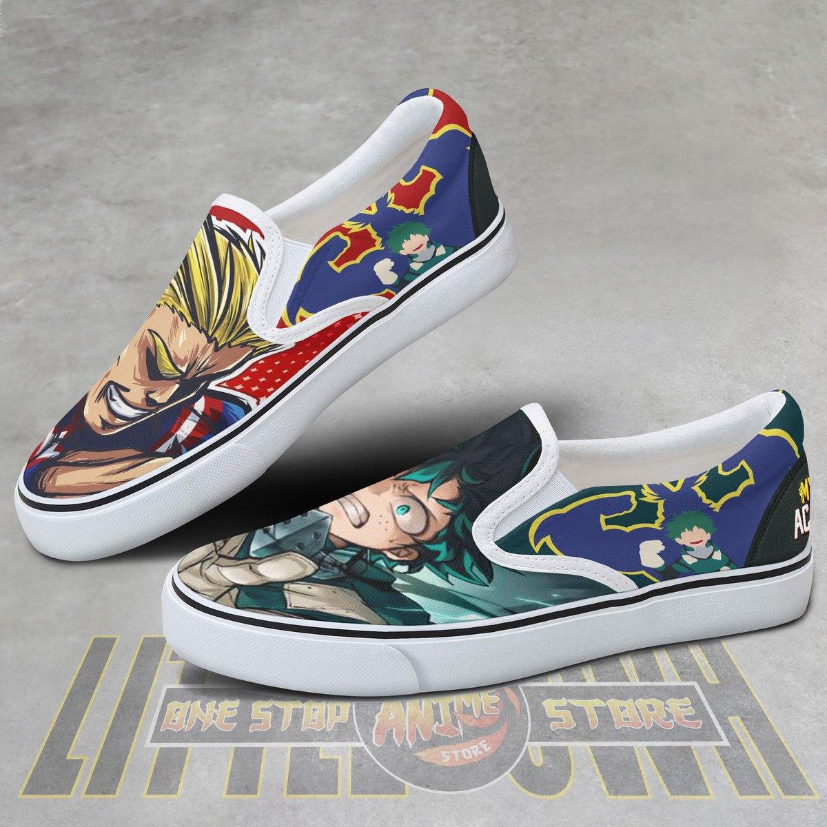 My Hero Academia All Migh And Deku Shoes Custom Anime Classic Slip-On ...