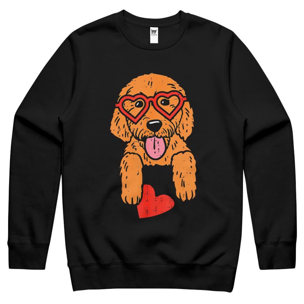 Goldendoodle Heart Pocket Cute Valentines Day Dog Lover Crewneck Sweatshirt