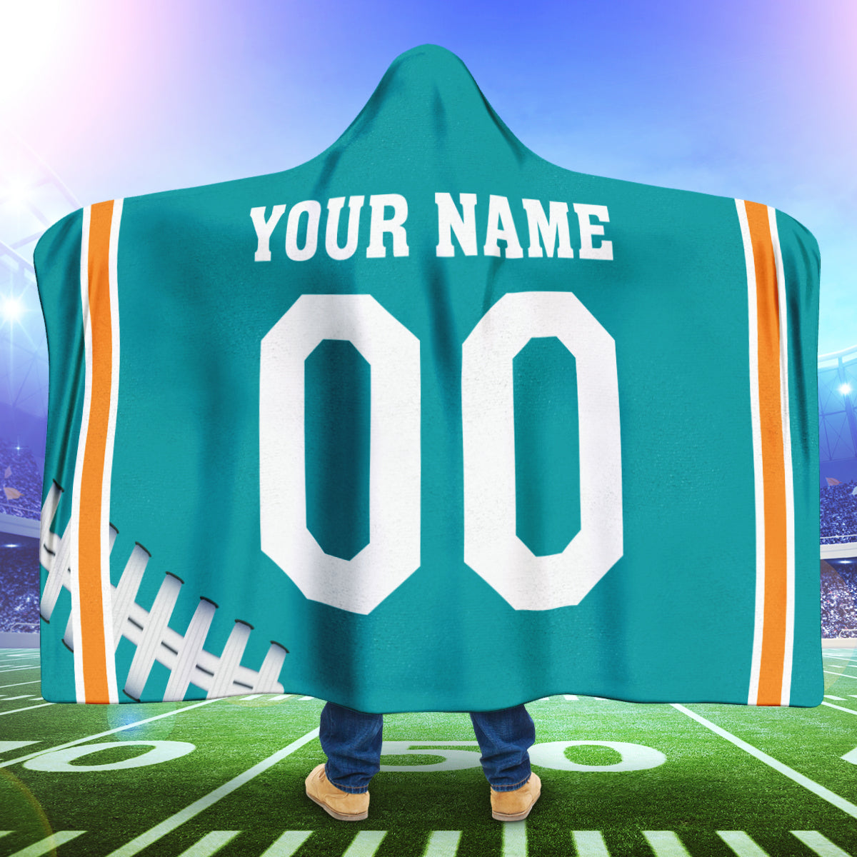 Custom Name Number Gift For Fan 3D Full Printing Hooded Blanket Miami Dolphins 3008