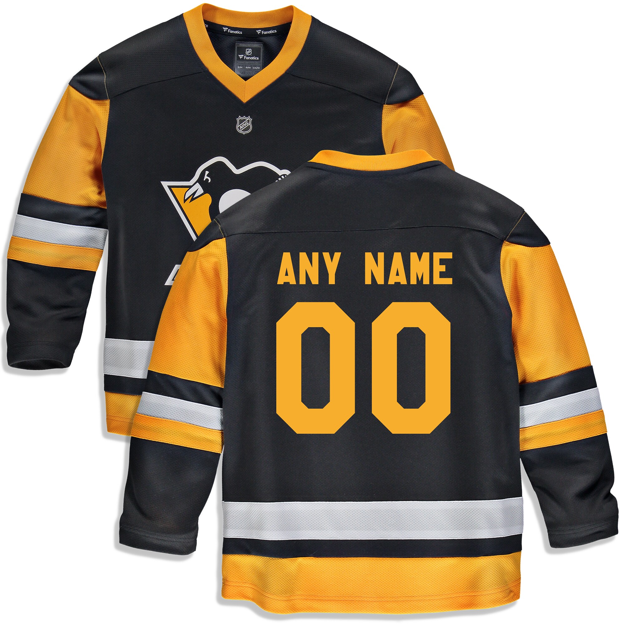 Pittsburgh Penguins Branded Youth Home Replica Custom Jersey – Black