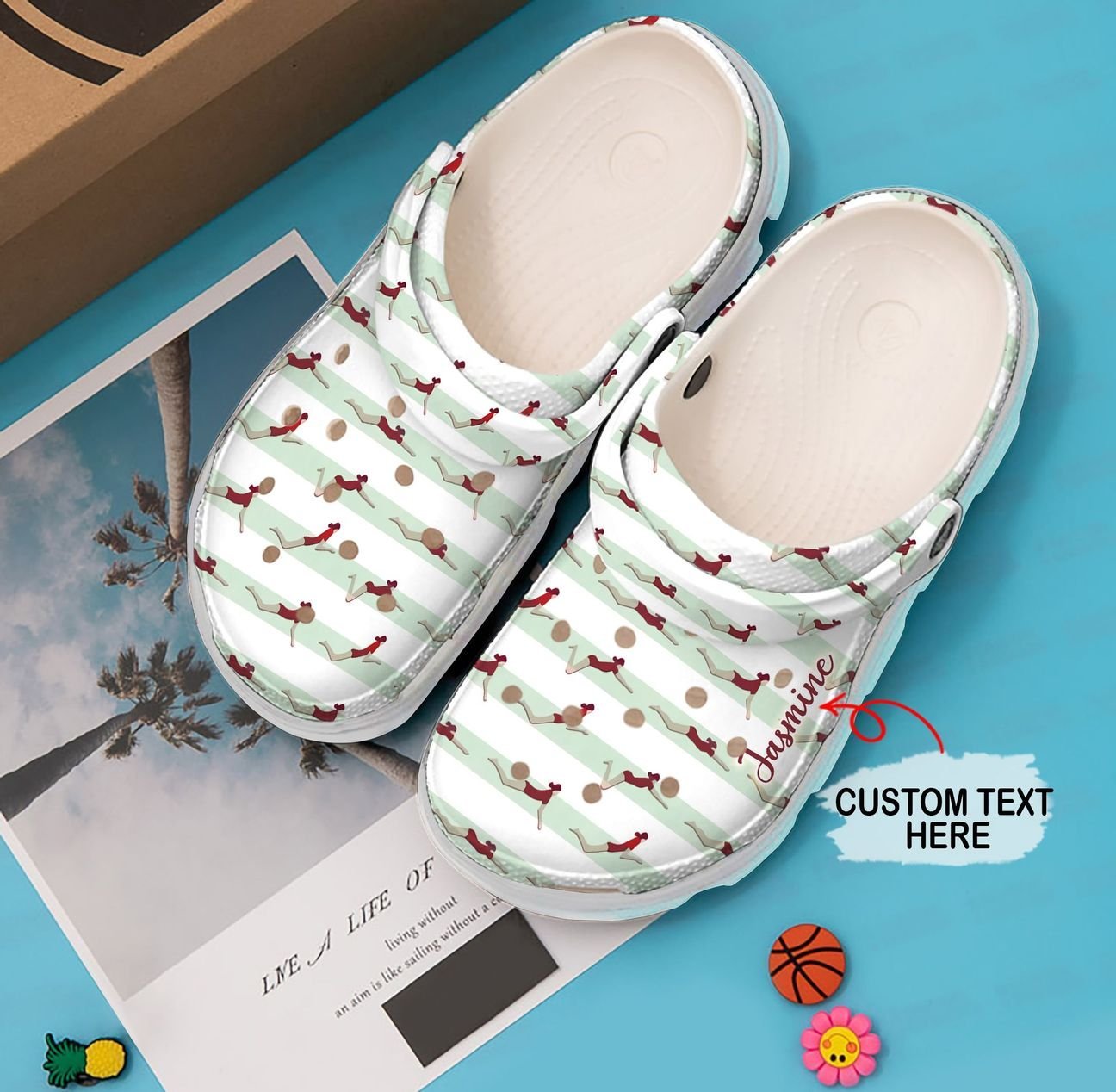 Swimming Personalized Clog, Custom Name, Text, Color, Number Fashion Style For Women, Men, Kid, Print 3D Red Swimming Pattern