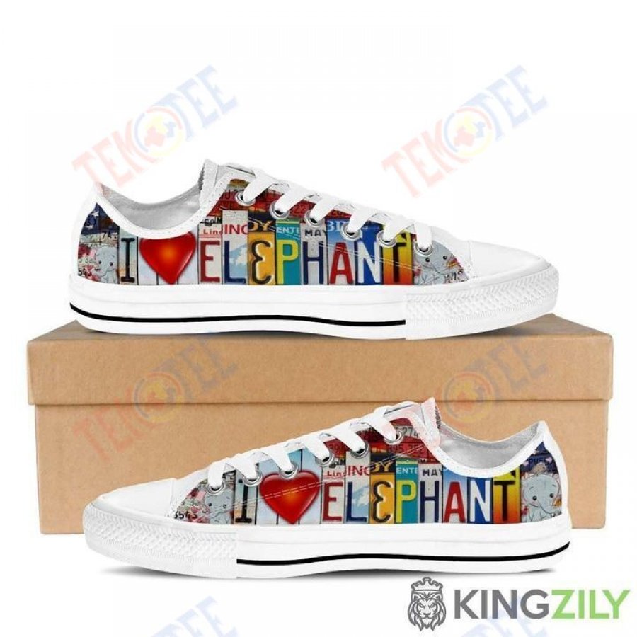 Mens Womens I Love Elephant Low Top Shoes Custom Print Footwear Converse Sneakers TMT756