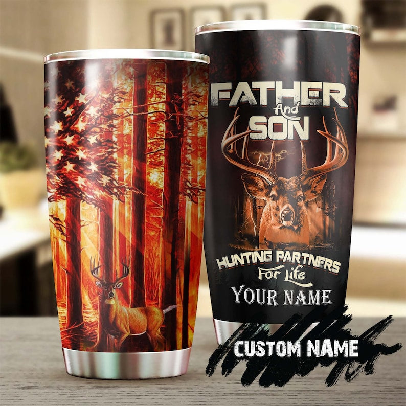 Father And Son Hunting Partners For Life Personalized Tumbler-Birthday Gift Christmas Gift Father’S Day Gift For Father Dad For Son