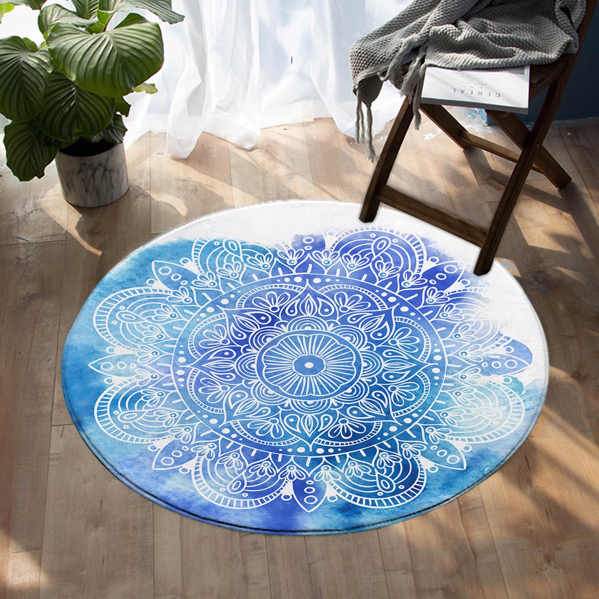 Aquatic Mandala SW1500 Round Rug Pinkato Store