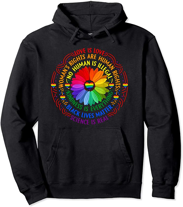 Rainbow Black Lives Matter Science LGBT Pride Flower Pullover Hoodie