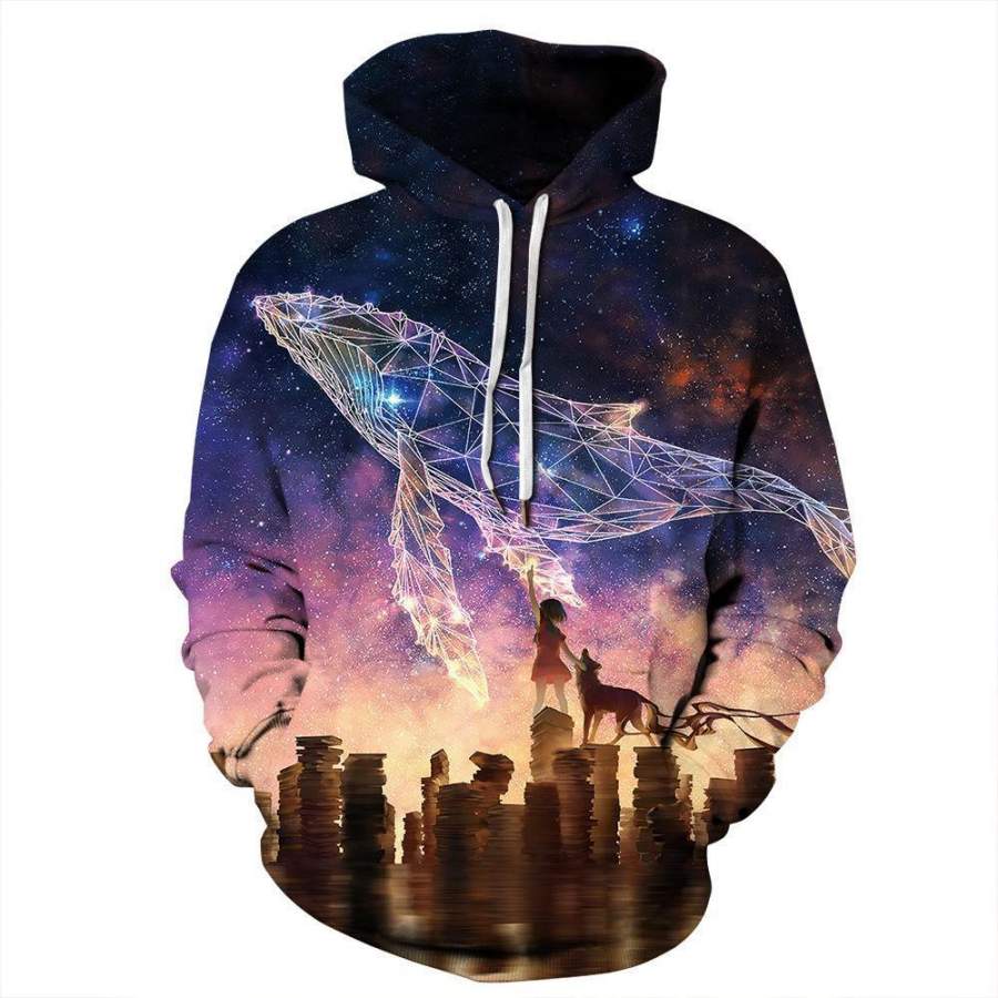 Virtual Shark Printed Pullover Hooded Sweatshirt – 3D All Over Printed – VF656