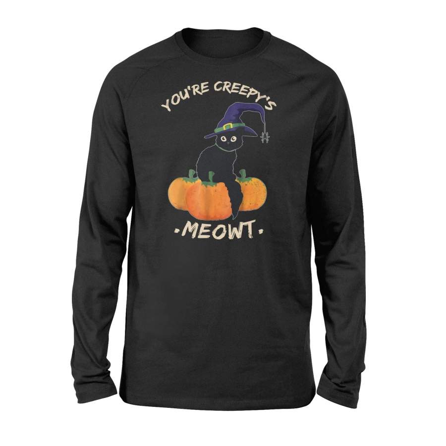 You’re Creepy’s Meowt Halloween Cute Cat Pumpkin Halloween Long Sleeve T shirt