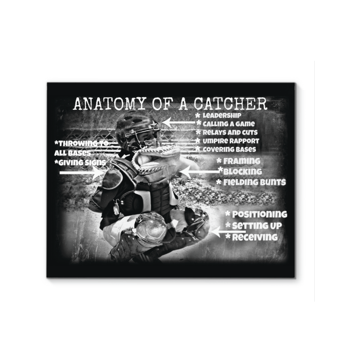 Baseball Custom Canvas Prints Anatomy Of Catcher Poster Print, Wall Art Canvas, Poster Canvas Wall Decor