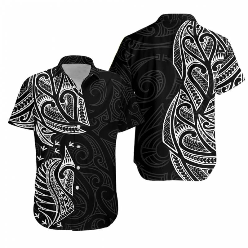 New Zealand Maori, Ta Moko Tattoo Hawaiian Shirt - White K5 - TattoosCafe