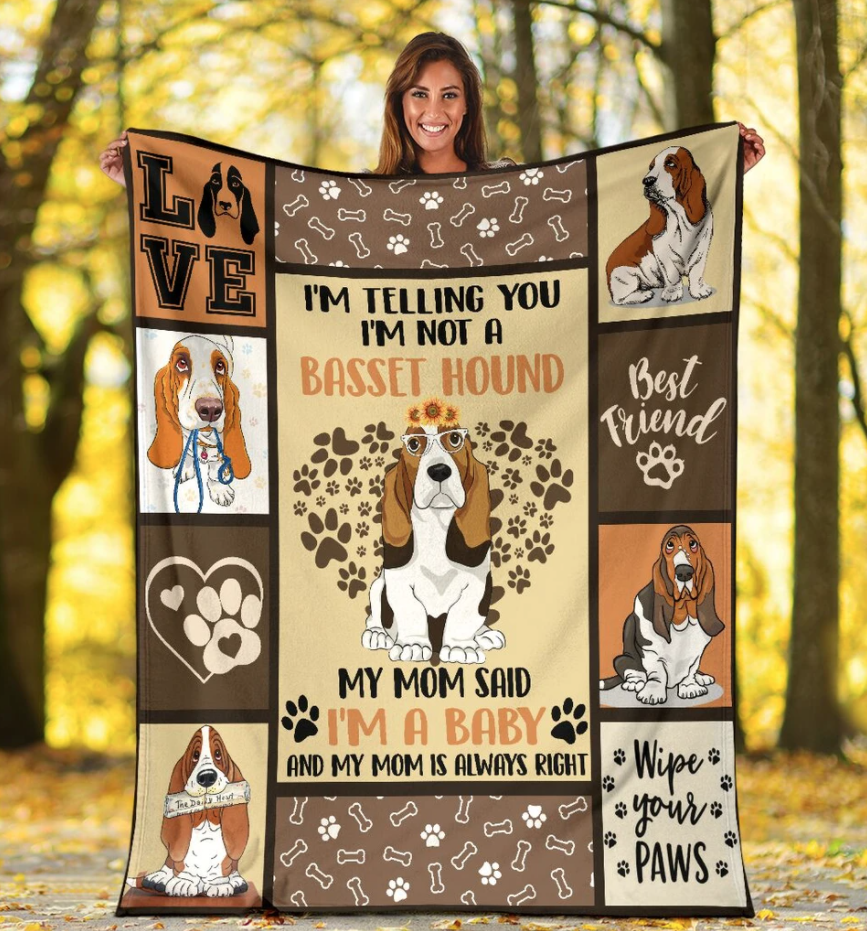 A Basset Hound Dog, I Love My Dog Fleece Blanket